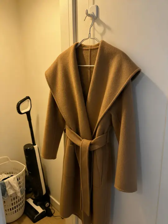 camel wool wrap coat