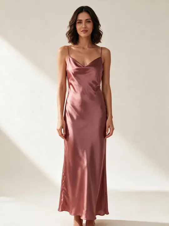 dusty-rose satin slip dress