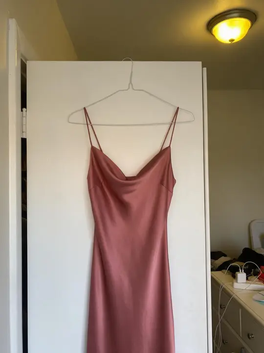 dusty-rose satin slip dress