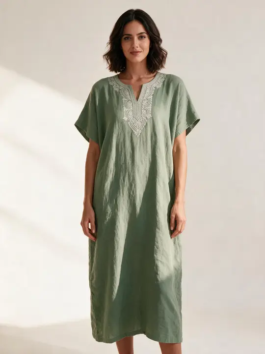 sage linen kaftan